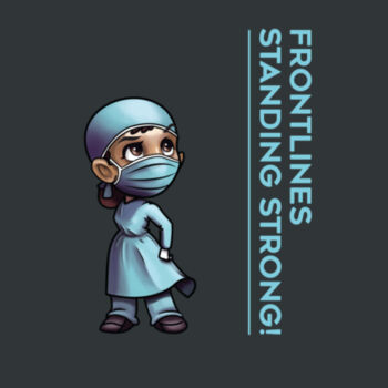 "Frontlines Standing Strong" (Female Nurse) Scoop Hem T-Shirt Design
